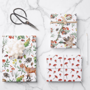 Herbstwald Wilderness Mushrooms   Dreierpackung Geschenkpapier Set