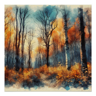 Herbstwälder Abstrakt - KI - Kunstwerk Poster