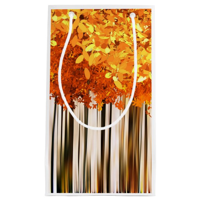 Herbstwälder Herbstwälder Herbstwald Orange grau Kleine Geschenktüte (Vorderseite)