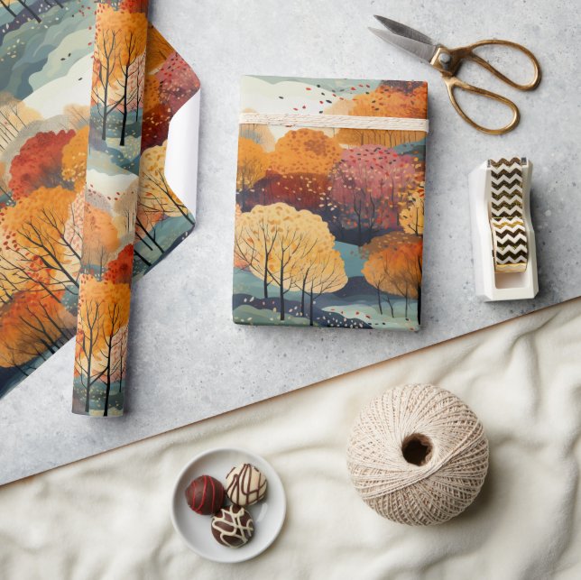 Herbstwaldmuster Geschenkpapier (Kunsthandwerk)