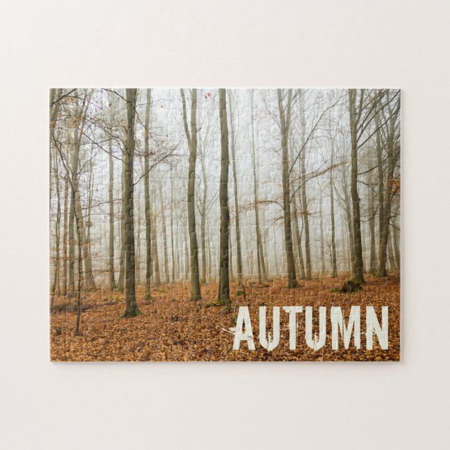 Herbstwaldnebel und Nebelfallsaison Puzzle (Horizontal)