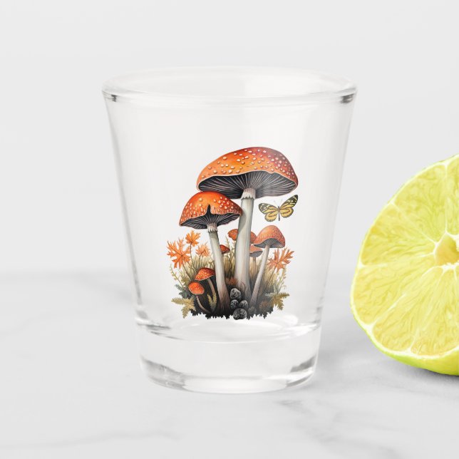 Herbstwaldpilze Schnapsglas (Vorderseite)