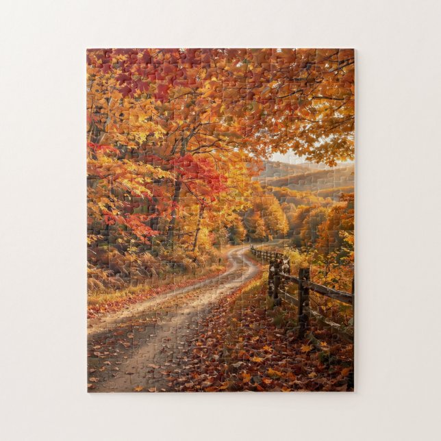 Herbstwaldstraße Puzzle (Vertikal)