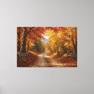 Herbstwaldstraßen-Ölgemälde Leinwanddruck