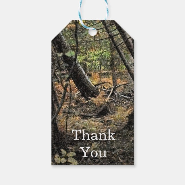 Herbstwaldszene Geschenkanhänger (Vorderseite)