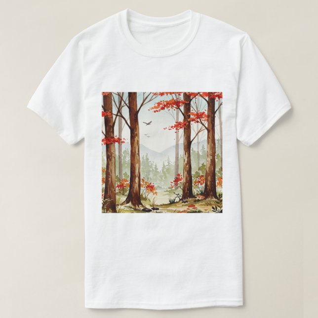 Herbstwaldszene T-Shirt (Design vorne)