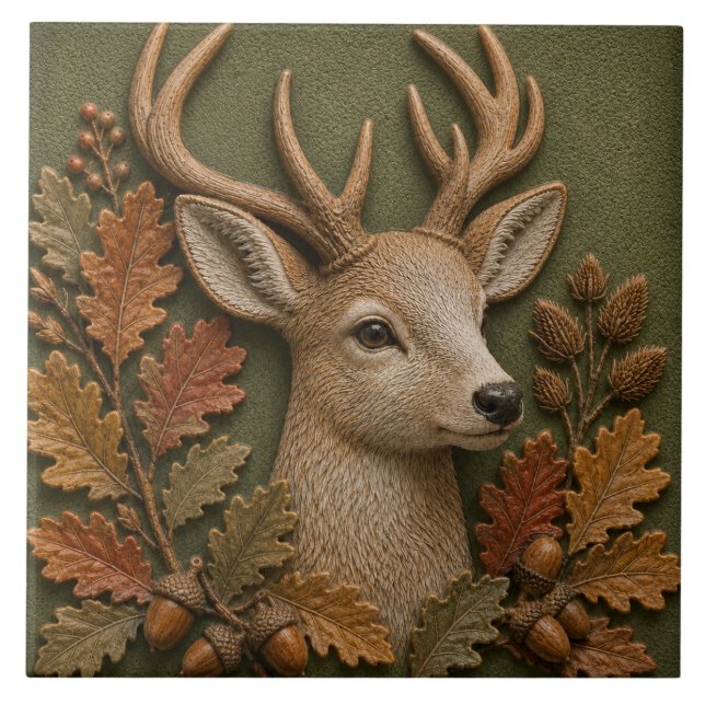 Herbstwaldtier Hirsch Fliese (Vorderseite)