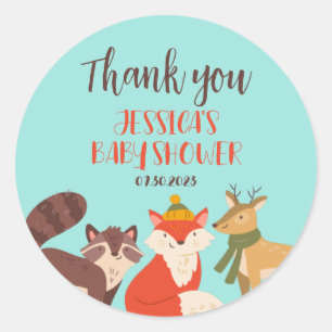 Herbstwaldtiere Herbst-Baby-Party Runder Aufkleber