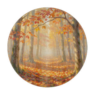 Herbstwaldweg Malerische Landschaftskunst Schneidebrett