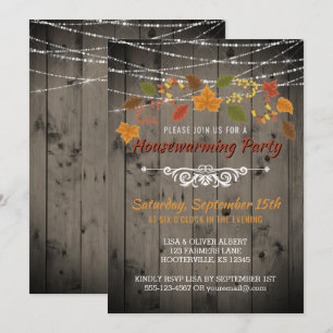 Herbstwärmendes Party Rustikale Holzsäulenleuchten Einladung