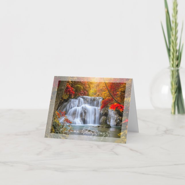 Herbstwasserfall mit benutzerdefiniertem Text Karte (Vorderseite)