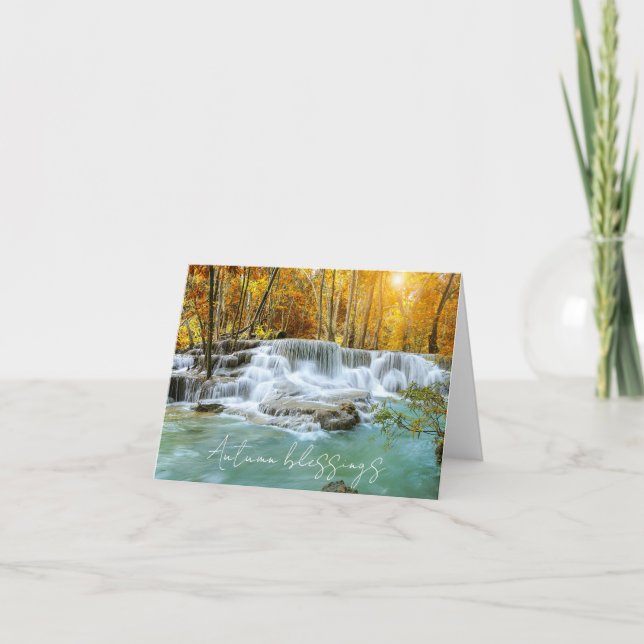 Herbstwasserfall mit benutzerdefiniertem Text Karte (Vorderseite)
