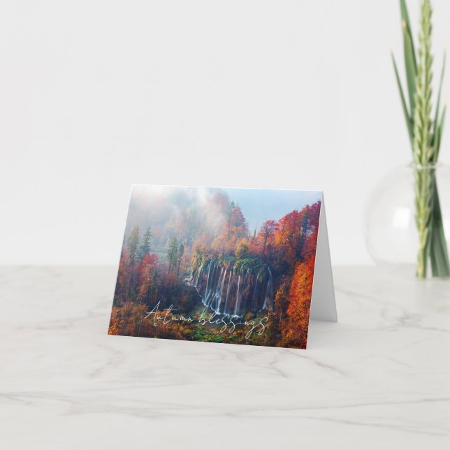 Herbstwasserfall mit benutzerdefiniertem Text Karte (Vorderseite)