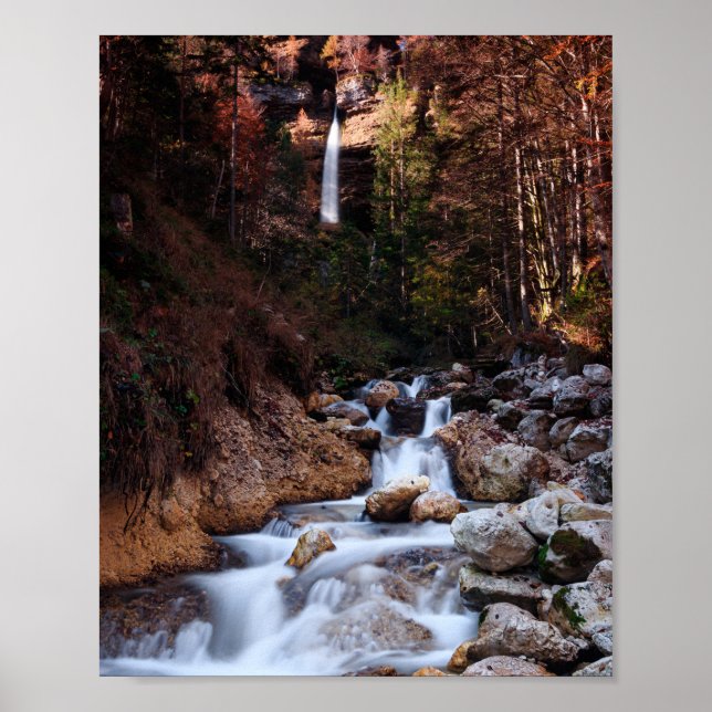 Herbstwasserfall Peričnik, Slowenien Poster (Vorne)