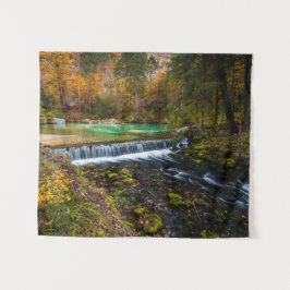 Herbstwasserfalllandschaft Kamniška Bistrica, Slo Wandteppich