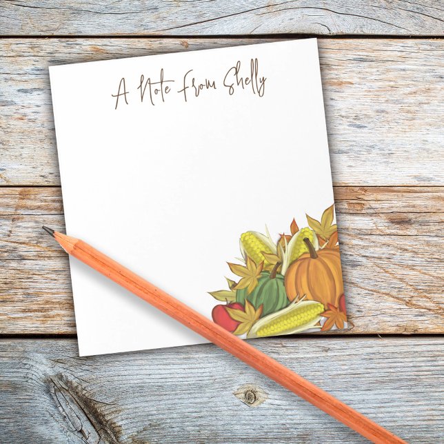 Herbstwasserfarbe Elegante Herbsternte Blätter Notizblock (Fall Autumn Harvest pumpkin and gourds custom post it note pad )