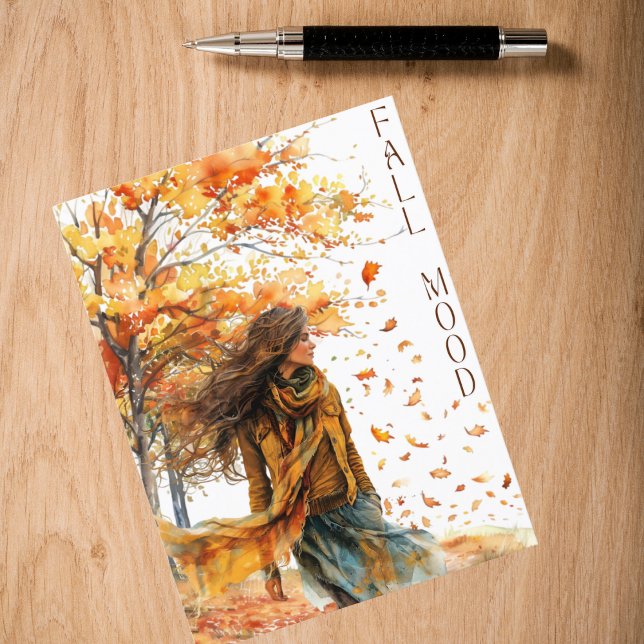 Herbstwasserfarbe Fallende Blätter Fallstimmung Postkarte (Von Creator hochgeladen)