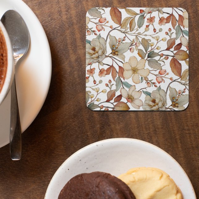 Herbstwasserfarbe Flora Rustikaler Untersetzer (Von Creator hochgeladen)