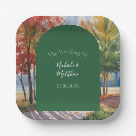 Herbstwechsel der Hochzeit der Blätter Pappteller