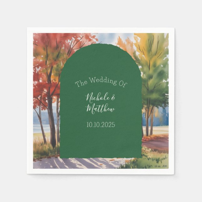 Herbstwechsel der Hochzeit der Blätter Serviette (Vorderseite)