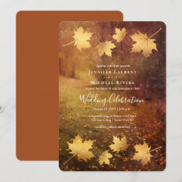 Herbstweg Ahorn Blätter rustikale Hochzeit Einladung