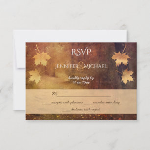 Herbstweg Ahorn Blätter rustikale Hochzeit Rsvp