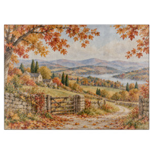 Herbstweg durch die Landschaft Poster Schneidebrett