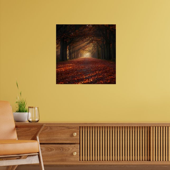 Herbstweg – Friedlicher Baumtunnel-Kunstdruck Poster (Wohnzimmer 2)