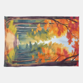 Herbstweg Herbst Wasserfarbenlandschaft Geschirrtuch