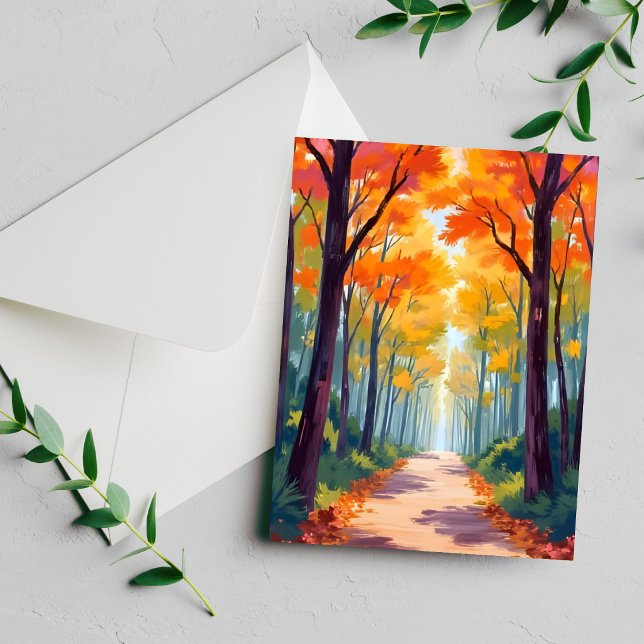 Herbstweg-Herbstlaubmalerei Feiertagskarte (Von Creator hochgeladen)
