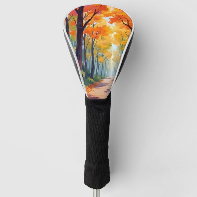 Herbstweg Herbstlaubmalerei Golf Headcover (Vorderseite)