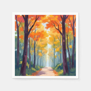 Herbstweg Herbstlaubmalerei Serviette