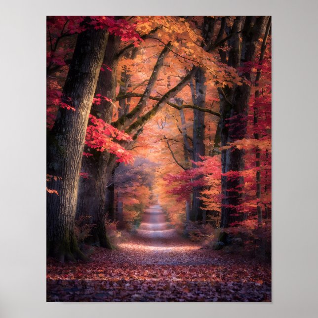 Herbstweg im Vermont-Wald Poster (Vorne)