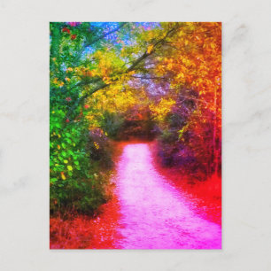 Herbstweg Regenbogen Postkarte