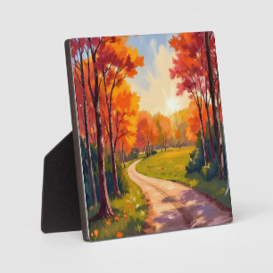 Herbstweg Rotes Laub Natur Landschaft Fotoplatte