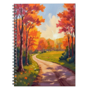 Herbstweg Rotes Laub Naturlandschaft Notizblock