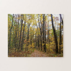 Herbstweg und goldene Blätter im Laurel Hill Park Puzzle