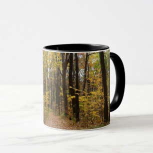 Herbstweg und goldene Blätter im Laurel Hill Park Tasse