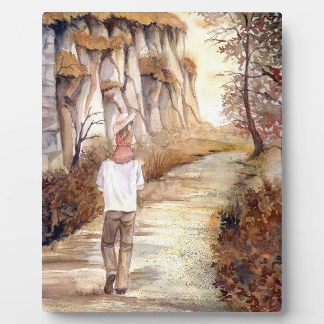 Herbstweg Wasserfarbenmalerei Fotoplatte (Vorderseite)