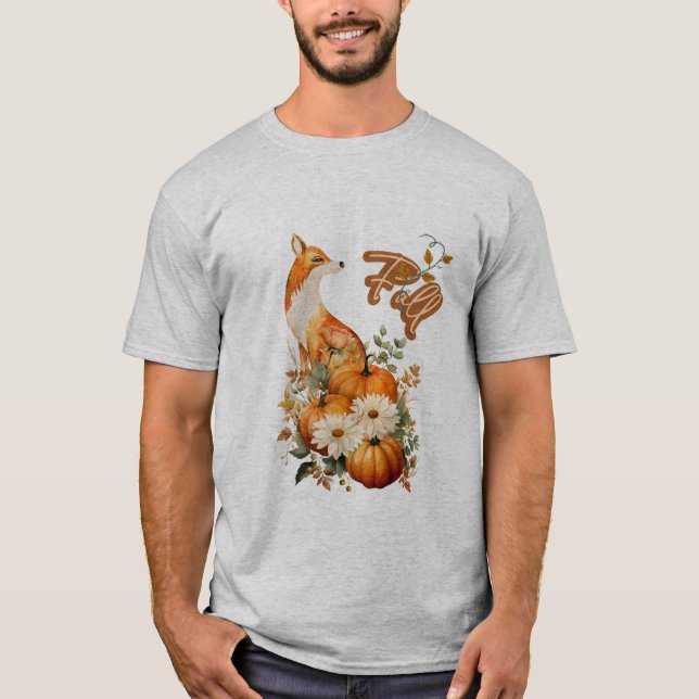 Herbstweide: Fox, Pumpkins und Fallfolien T-Shirt (Vorderseite)