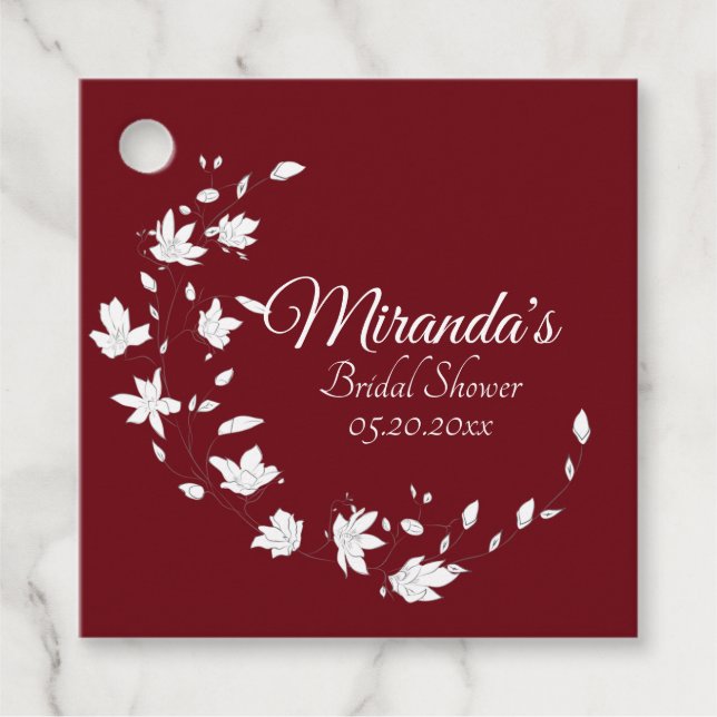 Herbstwein und Weißes Brautparty Geschenkanhänger (Vorderseite)