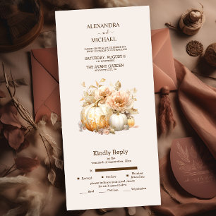 Herbstweiße Glitzer Pumpkin Hochzeit All In One Einladung