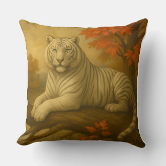Herbstweißer Tiger – Fine Art Leinwand Kissen
