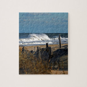Herbstwelle und Dünen am Strand Puzzle
