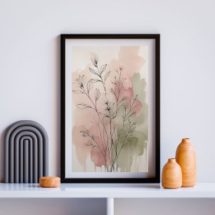 Herbstwiese Flüstert Aquarell Wildblume Poster