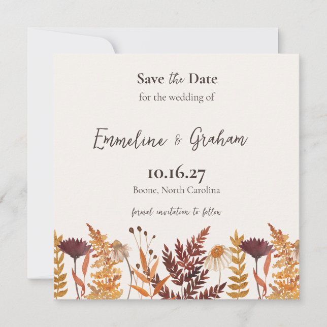 Herbstwiese Hochzeit Termin vormerken Save The Date (Vorderseite)