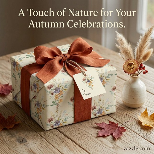 Herbstwildblumenmuster Geschenkpapier (Von Creator hochgeladen)