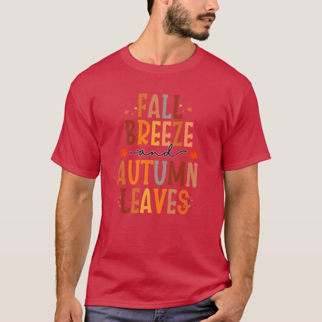 Herbstwind und Herbstlaub fallen Design Herbst S T-Shirt (Vorderseite)