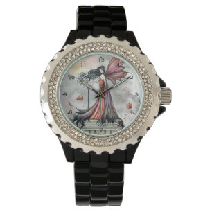 Herbstwinde Gothic Fantasy Feen Kunst Armbanduhr