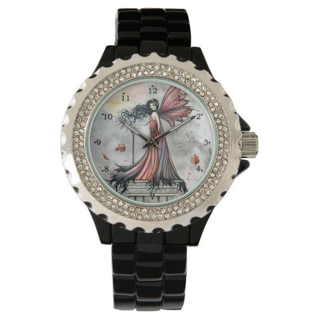 Herbstwinde Gotische Fantasie Kunst Armbanduhr (Vorderseite)